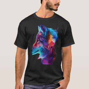 bunter Wolfskopf Gefecht für Wölfe Tiere T-Shirt
