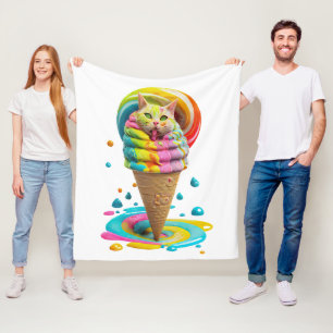 Bunter Wurfkissen Süßer Katzen-Eiscreme-Waffelcone Fleecedecke