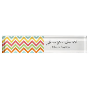 Bunter Zickzack Zickzack Stripes Muster Namensplakette
