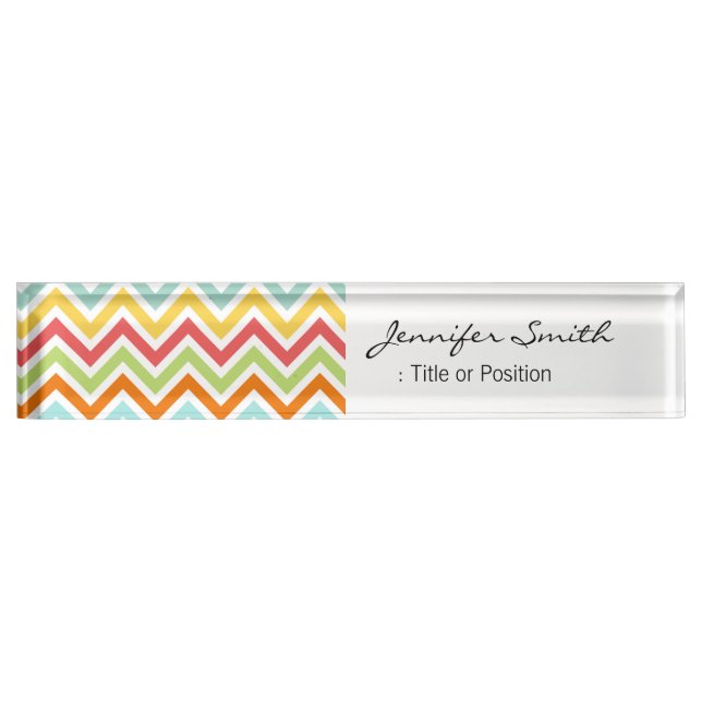 Bunter Zickzack Zickzack Stripes Muster Namensplakette (Vorderseite)