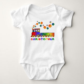 Bunter Zug personalisiert Baby Strampler