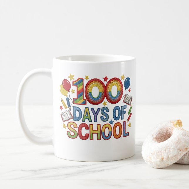 Buntes 100 Tage Schule Kaffeetasse (Mit Donut)