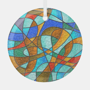 Buntes abstrakte Glasmalerei-Skizze. Ornament Aus Glas