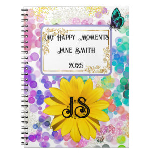 Buntes abstraktes Bokeh-Monogramm Sonnenblume Notizblock