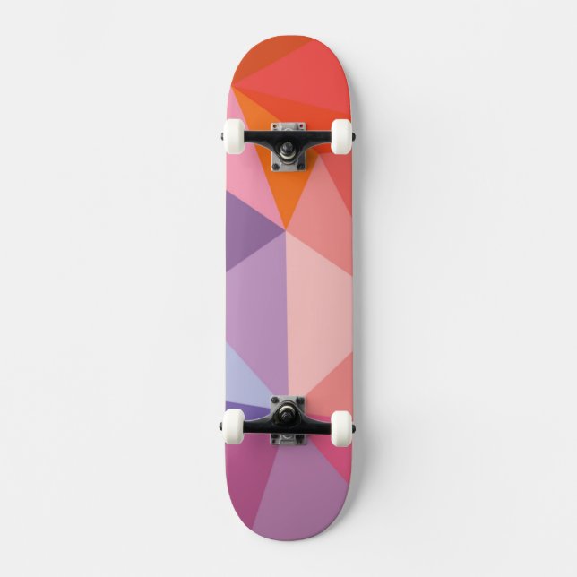 Buntes abstraktes Dreieck-Muster Skateboard (Vorderseite)