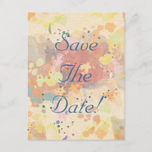 Buntes abstraktes Farben-Spritzen Save the Date Ankündigungspostkarte