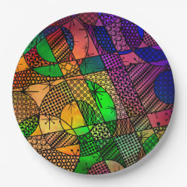 Buntes abstraktes mit Beschaffenheiten u. Mustern Pappteller