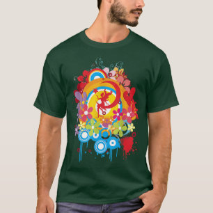 Buntes abstraktes Mond-Feengrafik-T-Shirt mit Blum T-Shirt