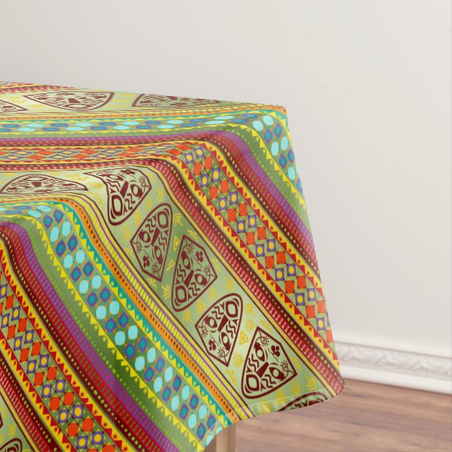 Buntes afrikanisches Masken-Streifen Kente Muster Tischdecke (Beispiel)