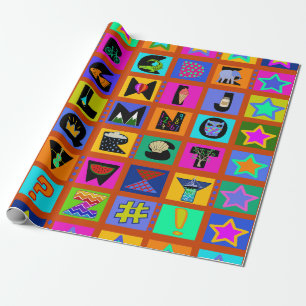 Buntes Alphabet-Geschenkpapier - Rot Blau Geschenkpapier