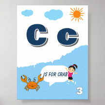 Buntes Alphabet-Lernposter Buchstabe C
