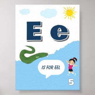 Buntes Alphabet-Lernposter Buchstabe E Poster
