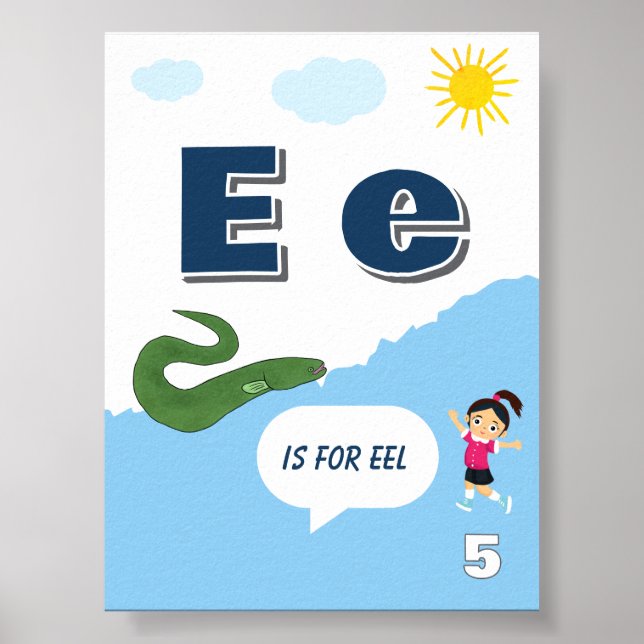 Buntes Alphabet-Lernposter Buchstabe E Poster (Vorne)