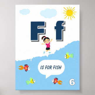 Buntes Alphabet-Lernposter Buchstabe F Poster