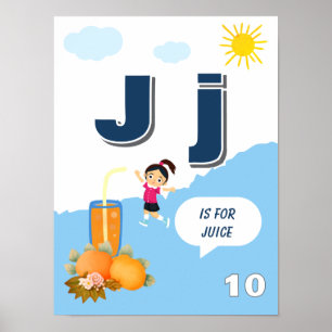 Buntes Alphabet-Lernposter Buchstabe J Poster