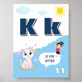 Buntes Alphabet-Lernposter Buchstabe K Poster