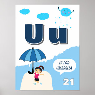 Buntes Alphabet-Lernposter Buchstabe U Poster