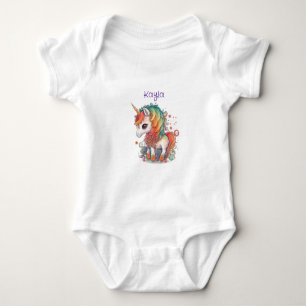 Buntes animiertes Baby-Einhorn  Baby Strampler