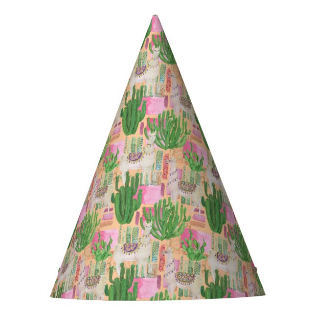 Buntes Aquarell-Lama-Muster Partyhütchen (Vorderseite)