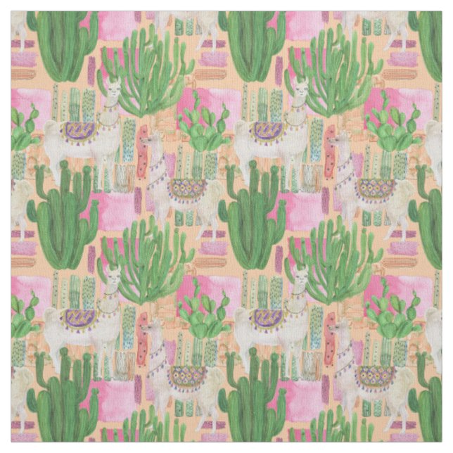 Buntes Aquarell-Lama-Muster Stoff (Muster)