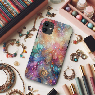 Buntes Aquarell-Regenbogen und goldener Glitter Case-Mate iPhone Hülle