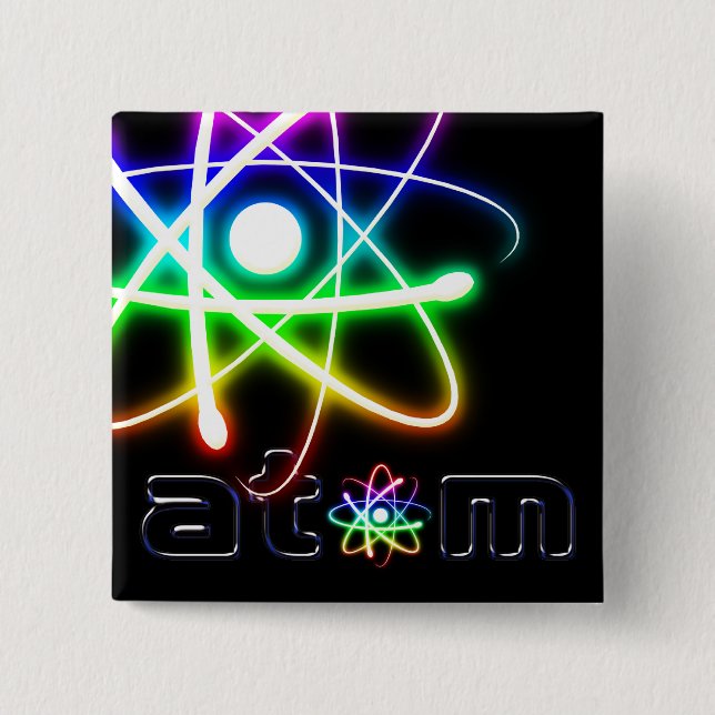 Buntes Atom - Knopf Button (Vorderseite)