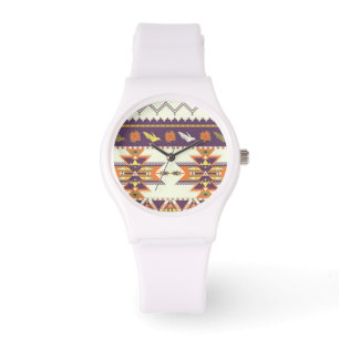 Buntes aztekisches Muster Armbanduhr