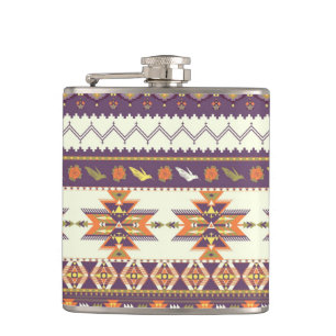 Buntes aztekisches Muster Flachmann