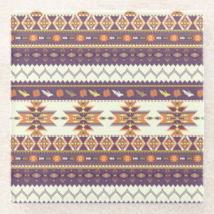 Buntes aztekisches Muster Glasuntersetzer