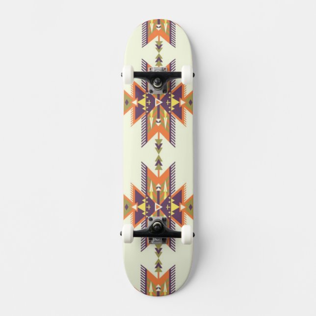Buntes aztekisches Muster Skateboard (Vorderseite)