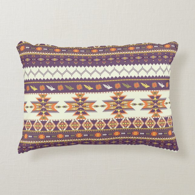 Buntes aztekisches Muster Zierkissen (Vorderseite)