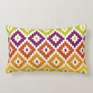 Buntes aztekisches Stammes- Druck Ikat Lendenkissen
