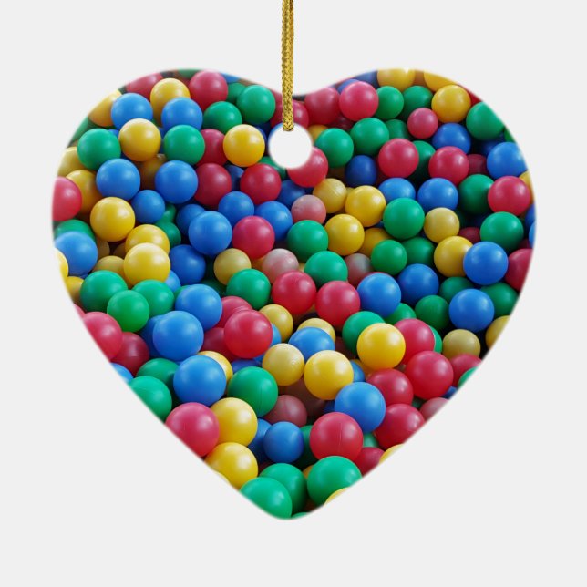Buntes Ball-Gruben-Ball-Kinderspiel Keramik Ornament (Hinten)