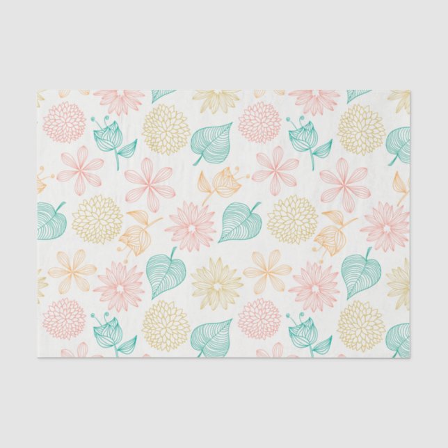 Buntes belaubtes Muster mit Blumenseidenpapier Seidenpapier (Vorderseite)