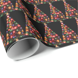 Buntes beleuchtetes Weihnachtsbaum-Muster Geschenkpapier