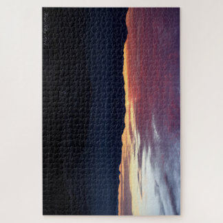 Buntes bewölktes Sonnenuntergangpuzzlespiel