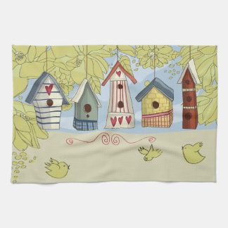 Buntes Birdhouses-Geschirrtuch, horizontal Handtuch