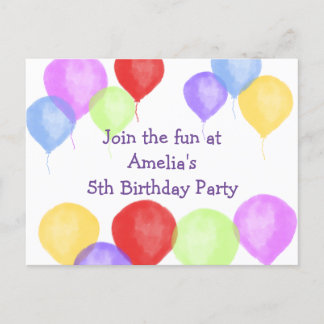 Buntes Birthday Balloon Party Postkarte