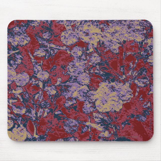 Buntes Blatt- und Blumentarnungsmuster Mousepad (Vorne)