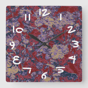 Buntes Blatt- und Blumentarnungsmuster Quadratische Wanduhr