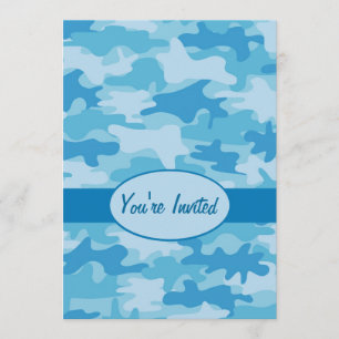 Buntes blaues Camouflage-Tarnungs-Party-Ereignis Einladung