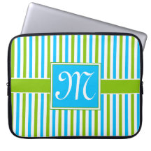 Buntes blaues und grünes Streifen-Muster-Monogramm