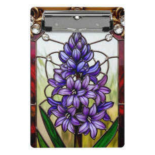 Buntes Blumenfenster aus Glas Mini Klemmbrett