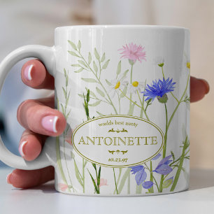 Buntes Blumenglas mit Namen - ein tolles Geschenk Kaffeetasse