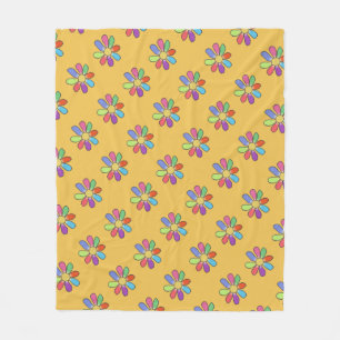 Buntes Blumenmuster auf irgendeiner Farbe Fleecedecke