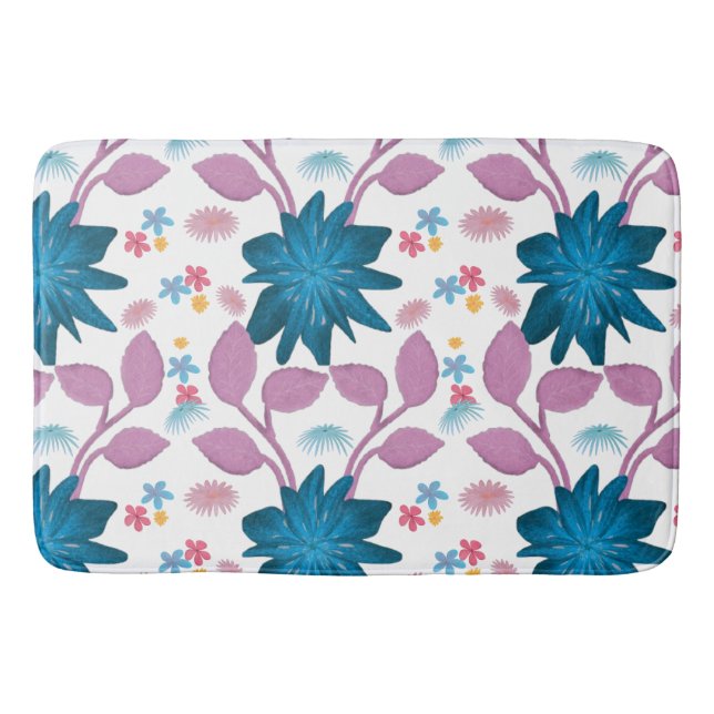 Buntes Blumenmuster Badematte (Vorderseite)