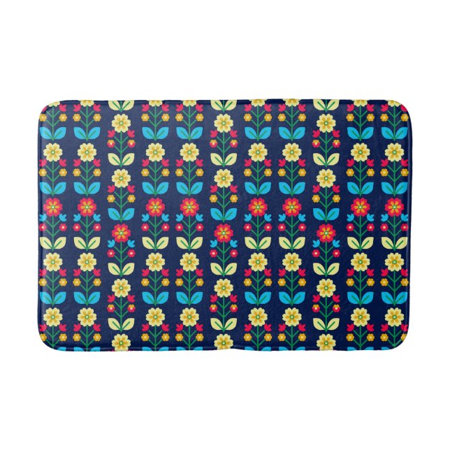 Buntes Blumenmuster Badematte (Vorderseite)