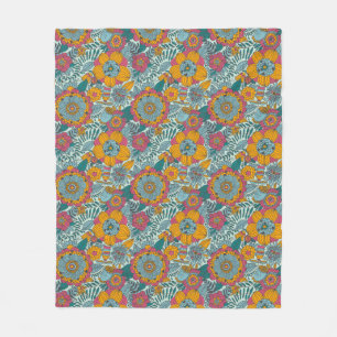 Buntes Blumenmuster Fleecedecke