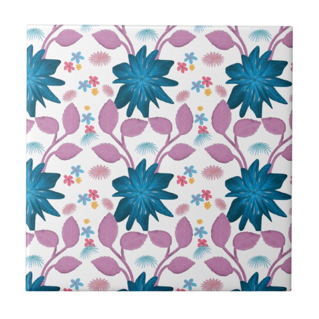 Buntes Blumenmuster Fliese (Vorderseite)