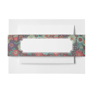 Buntes Blumenmuster in der Cartoonart Einladungsbanderole